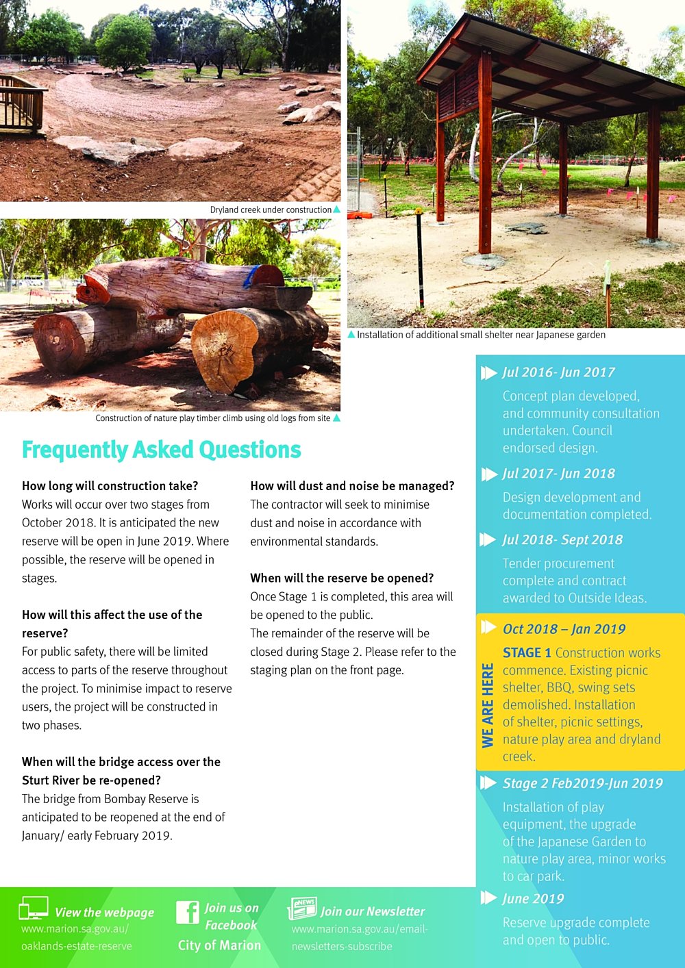 Oaklands Reserve Oaklands Estate Reserve Issue 2 January 2019 Construction Update Pg2