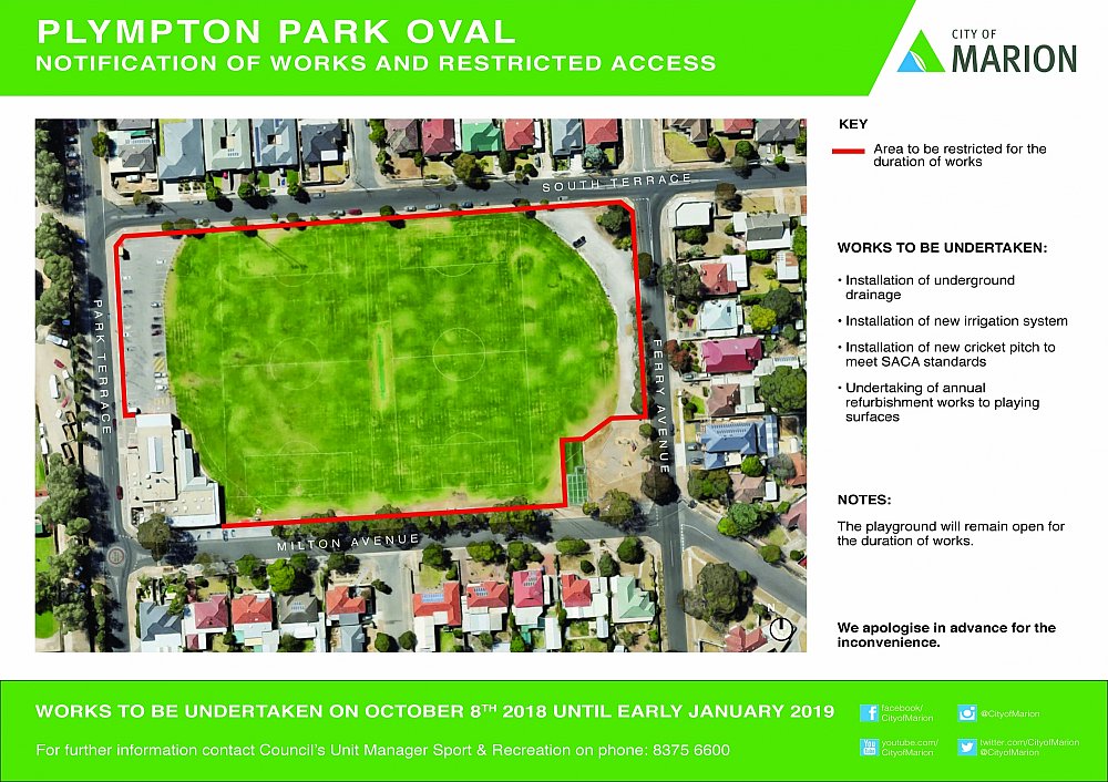 Plympton Oval Notice Of Works September 2018