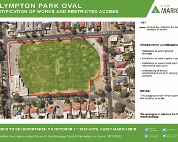 Plympton Oval Works 8 October 2018 To Early March 2019