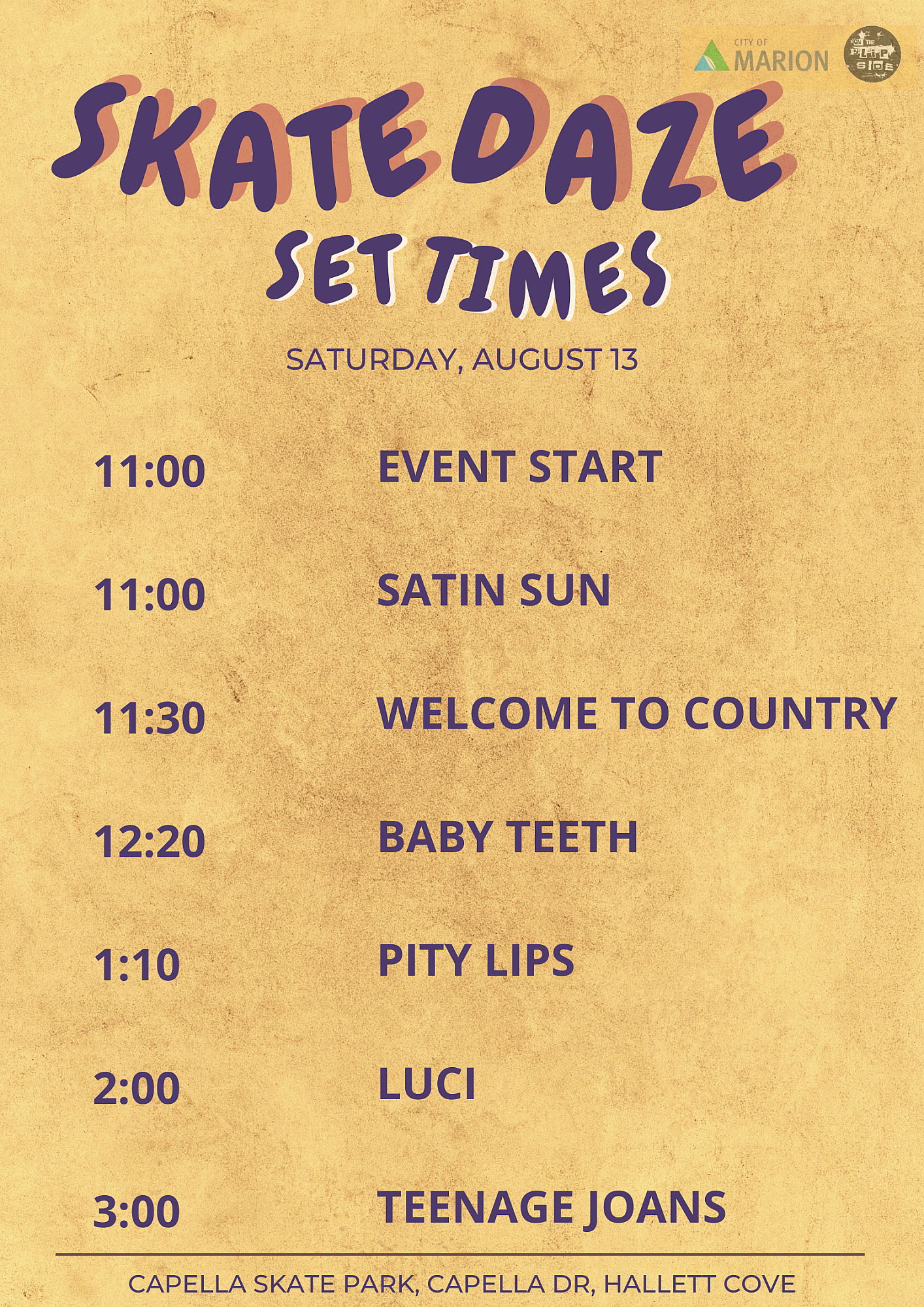 Band list SKATE DAZE AUG 13 WELCOME