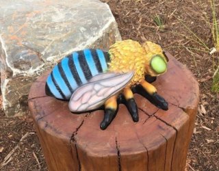 Blue banded bee sculpture