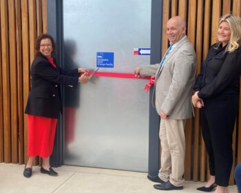 Minister Amanda Rishworth Mayor Kris Hanna and Erin Thompson MP open the new Changing Places facility