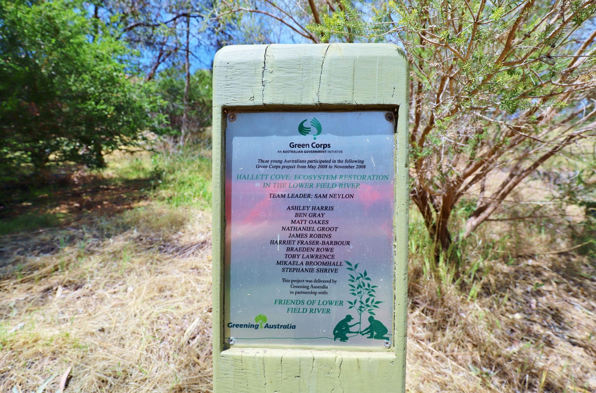 Cormorant Drive Reserve South Plaque Green Corps 2008