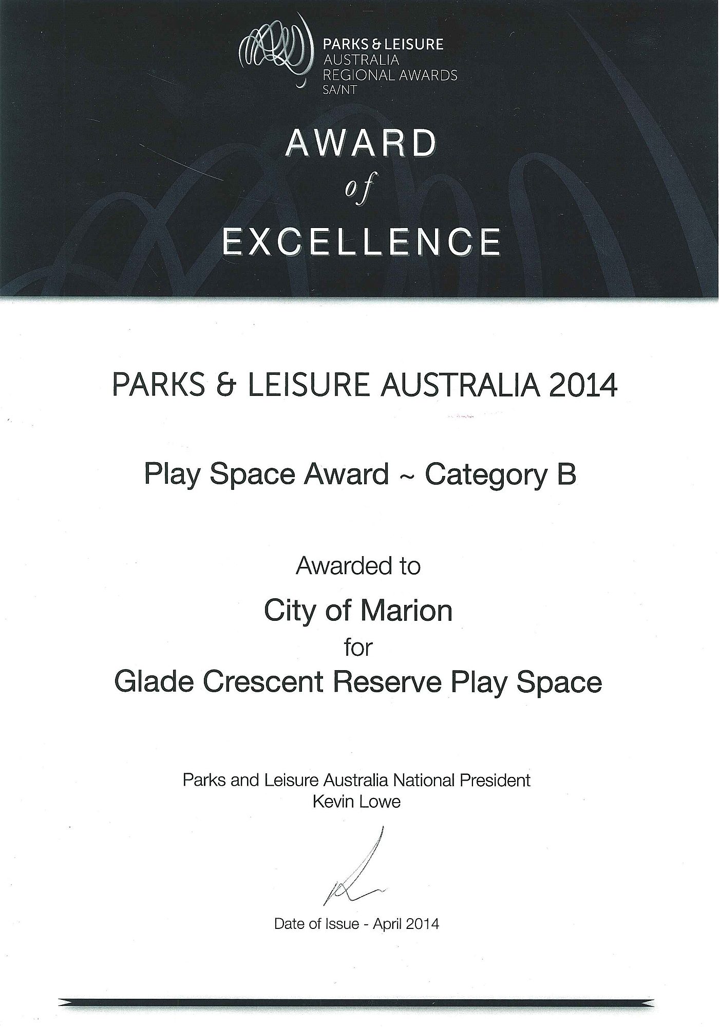 Glade Crescent Reserve Award Pla Category B