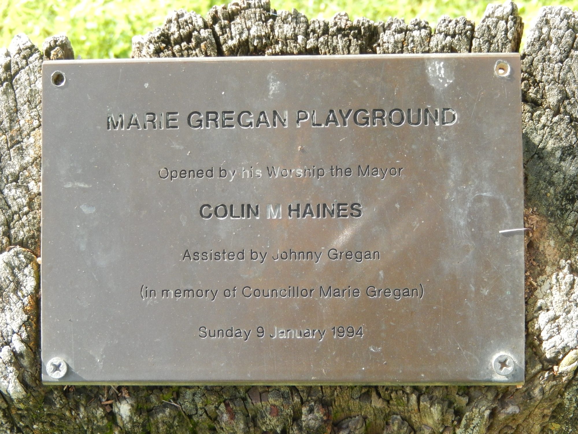 Glandore Community Centre Marie Gregan Playground Plaque 1