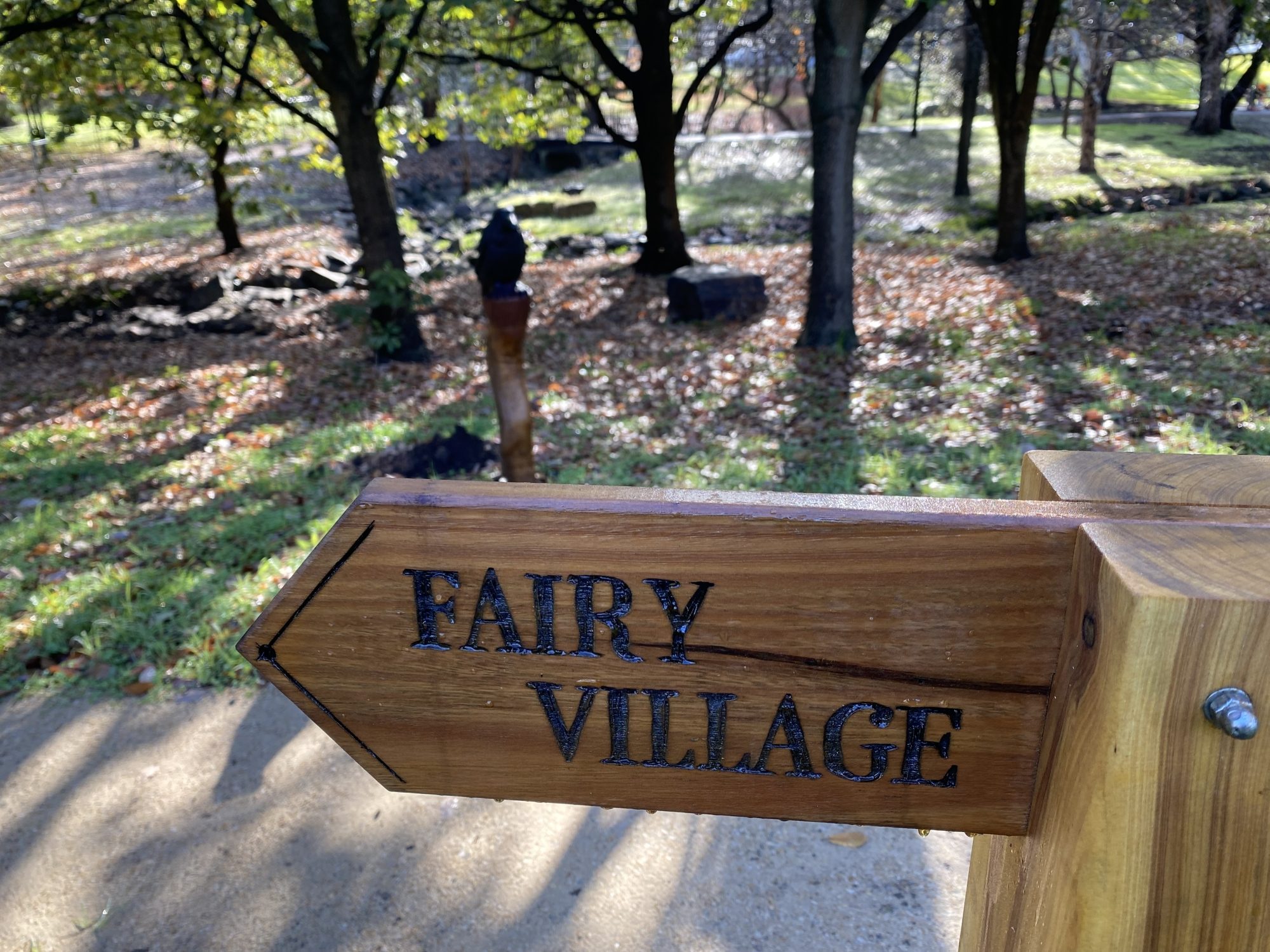 Hugh Johnson Reserve fairy village sign IMG 1499