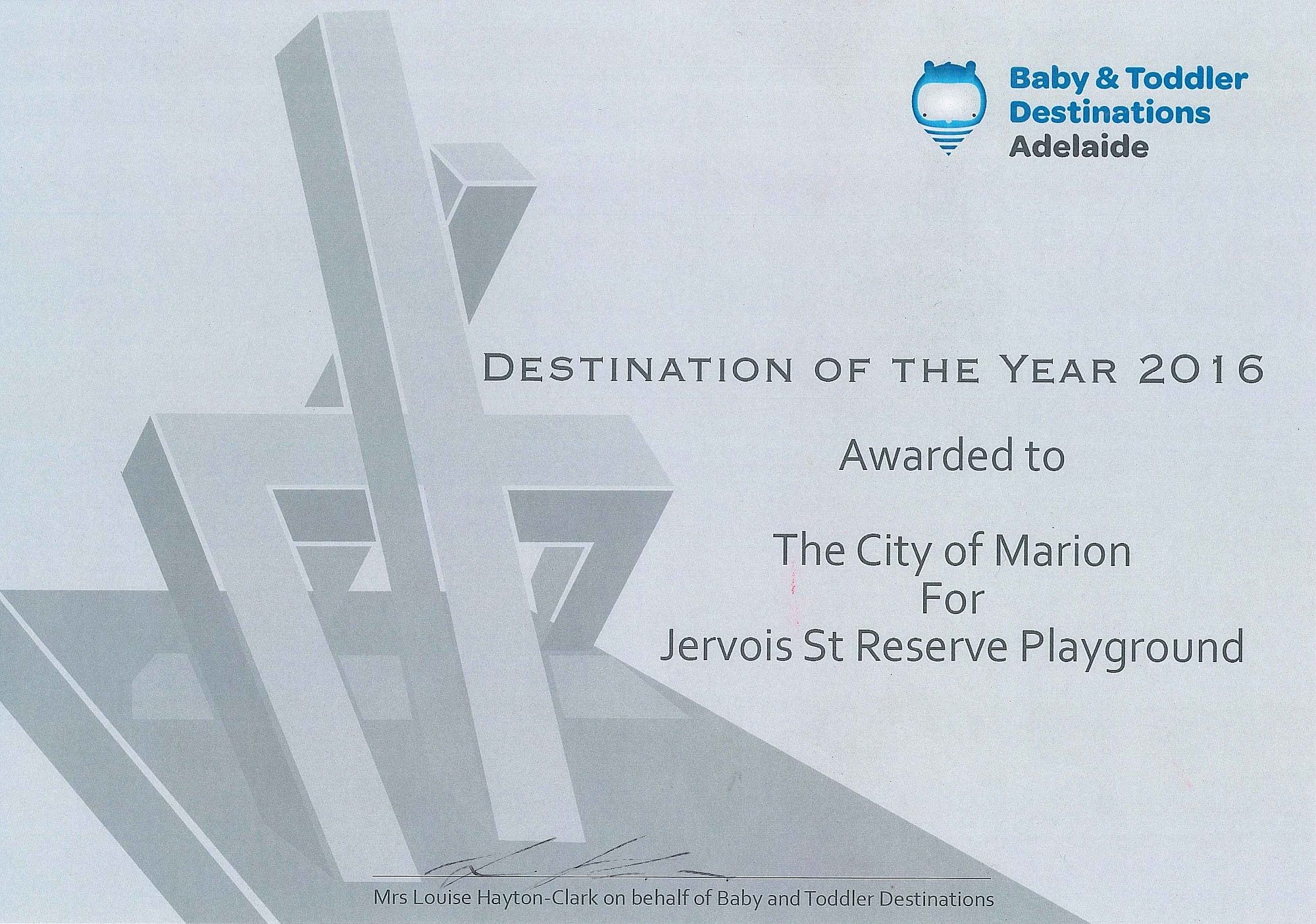 Jervois Street Reserve | 2016 BTDA | Park of the Year
