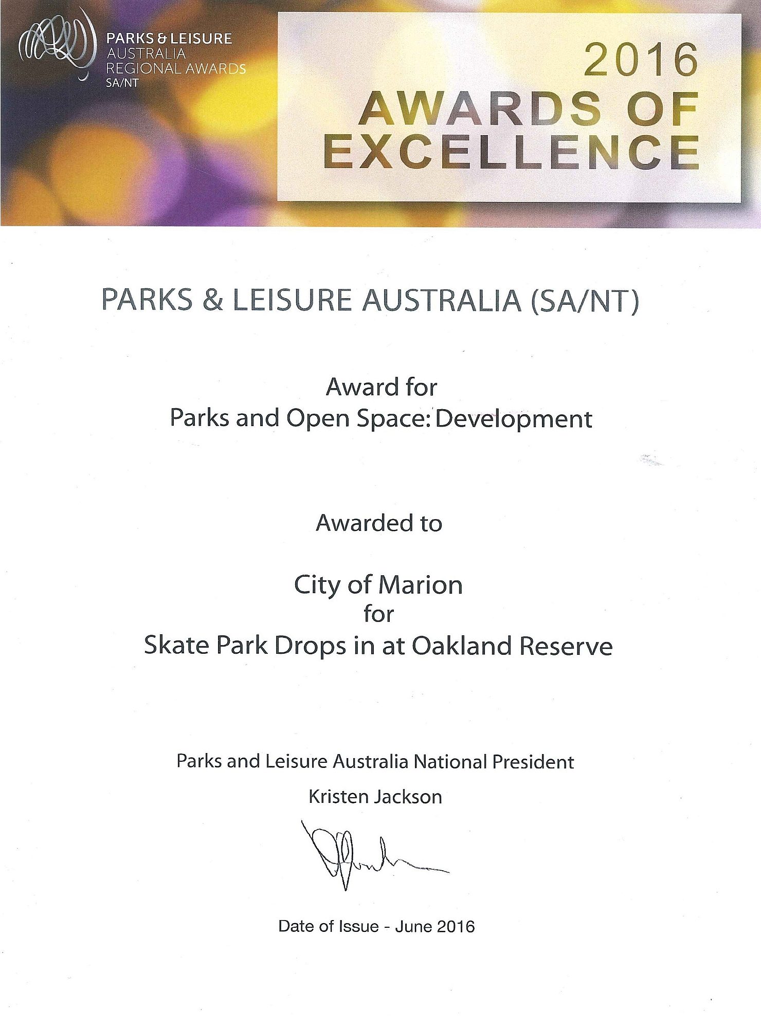 Oaklands Reserve | Oaklands Recreation Plaza | 2016 PLA Award
