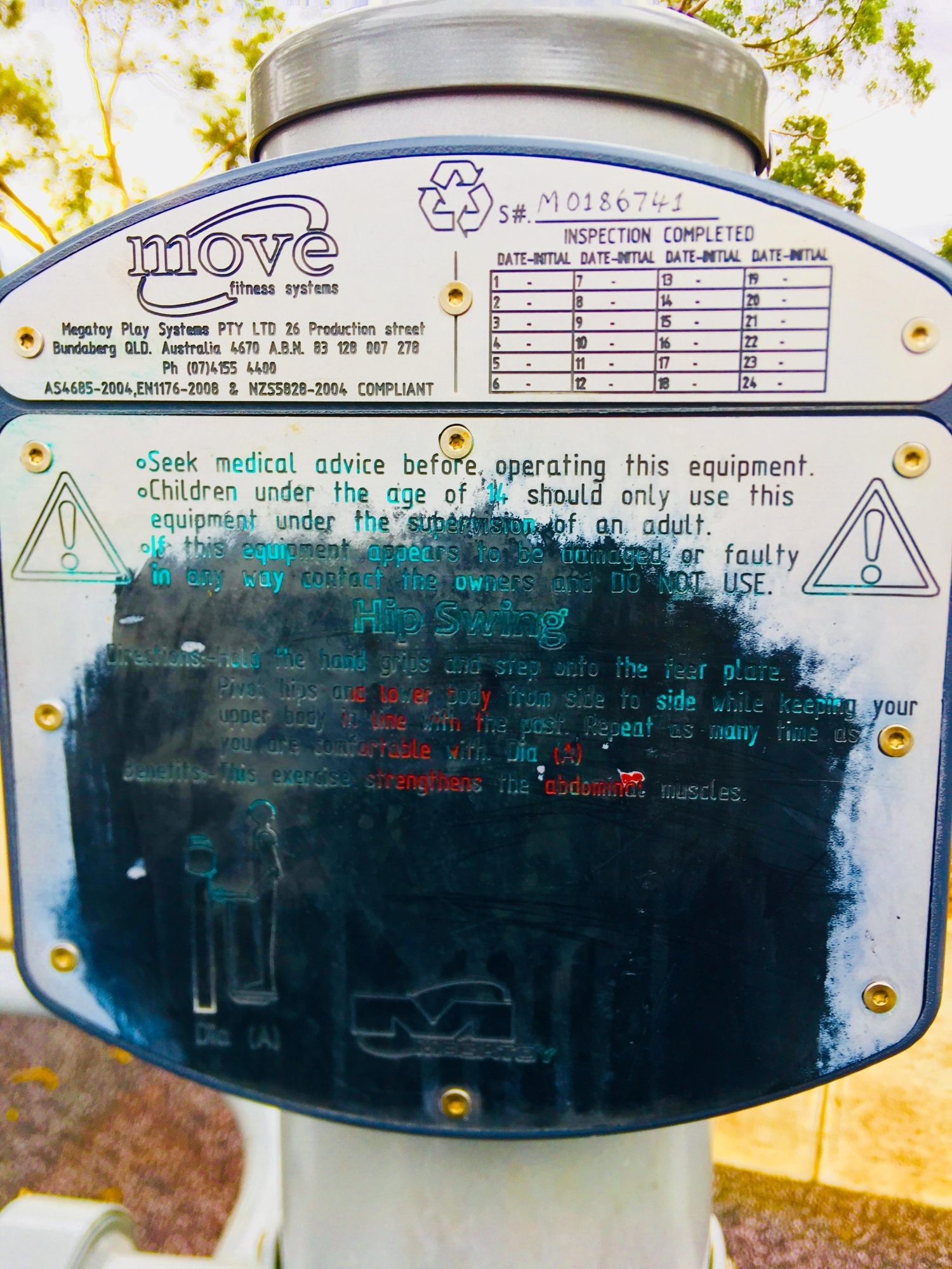 Sandery Avenue Reserve Fitness Sign Hip Swing