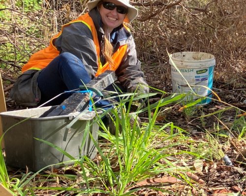 Friends of Lower Field River Planting event Jen