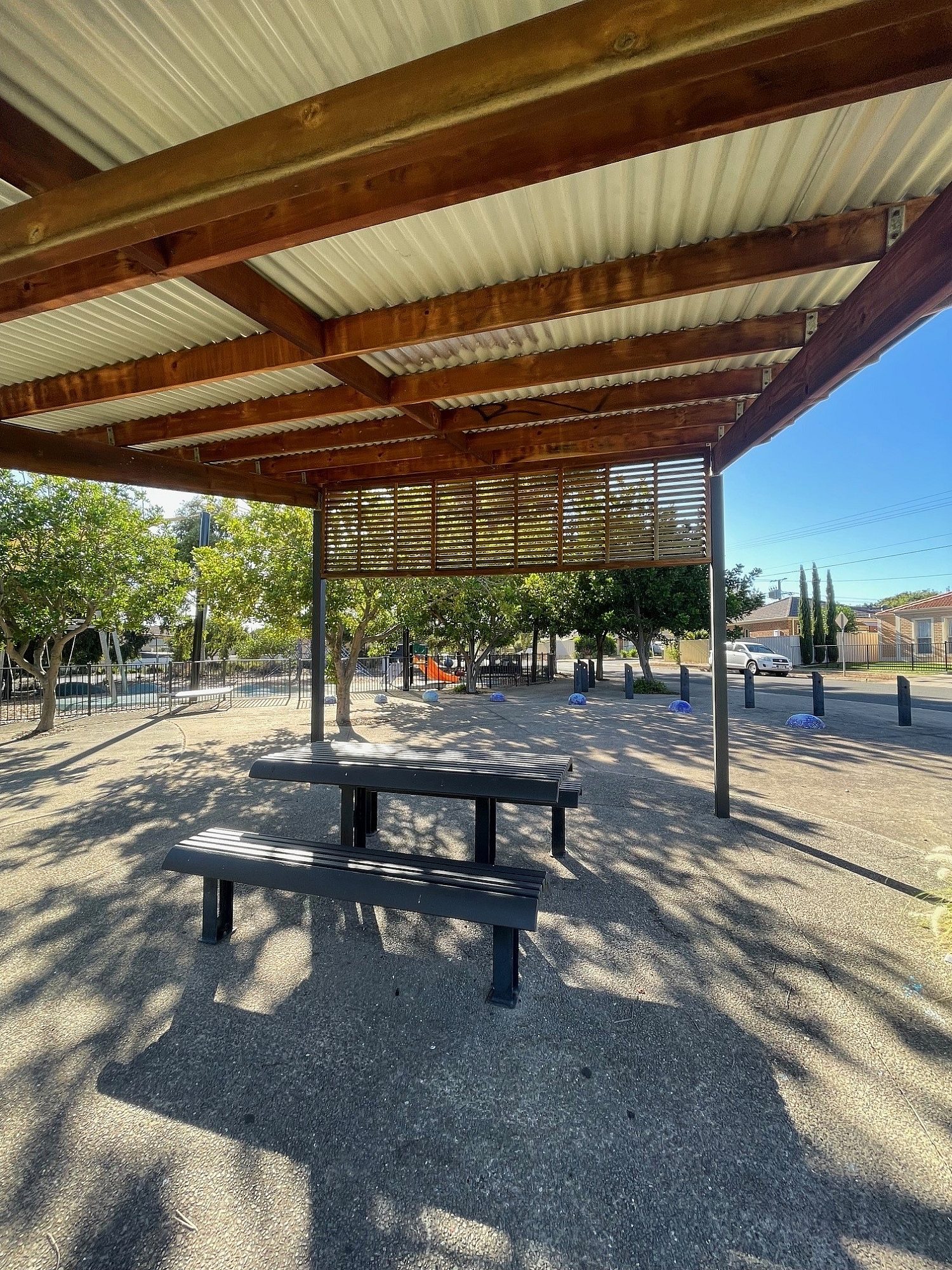 Picnic bench at front